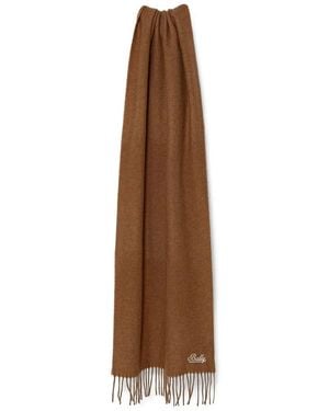 Bally Logo-Embroidered Fringed Scarf - Natural