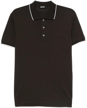 ZEGNA Poloshirt mit Kontrastdetails - Schwarz