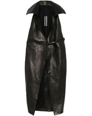 Rick Owens Dracucollar Leather Coat - Black