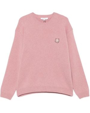 Maison Kitsuné Fox-Patch Crew Neck Sweater - Pink
