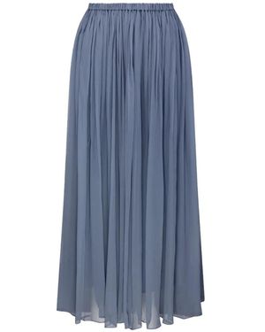 Into The East Gathered Midi Skirt - Blue