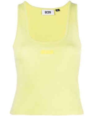 Gcds Logo-Print Cotton Tank Top - Yellow