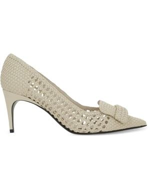 Sergio Rossi Woven Bow-Detail Pumps - White
