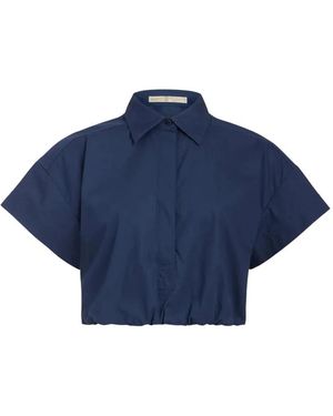 Marie Oliver Sierra Elasticated Cropped Polo Top - Blue