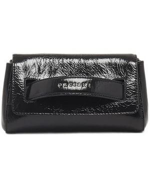 Orciani Small Logo-Plaque Crinkled-Leather Clutch Bag - Black
