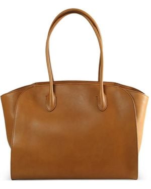 The Row Leather Tote Bag Double Handle - Brown