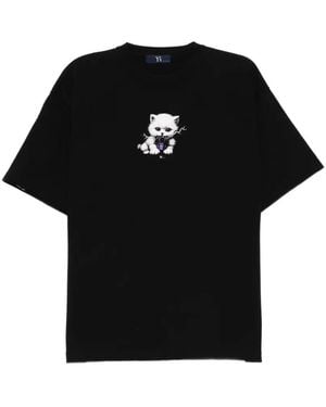 Y's Yohji Yamamoto Cat-Print T-Shirt - Black