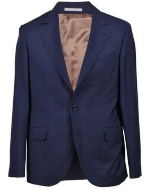 Brunello Cucinelli Anzug Aus Schurwolle Mit Windowpane-Muster - Blau