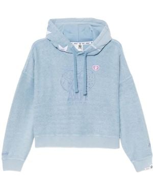 A Bathing Ape Logo-Embroidered Hoodie - Blue