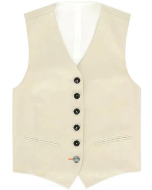 Fortela Demi Button Satin Waistcoat - White