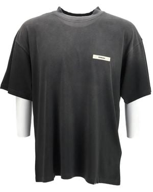 Represent Faded-Effect Logo-Patch T-Shirt - Black