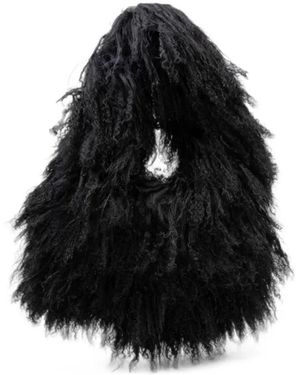 Martha Louis Mongolian Faux-Fur Tote Bag - Black