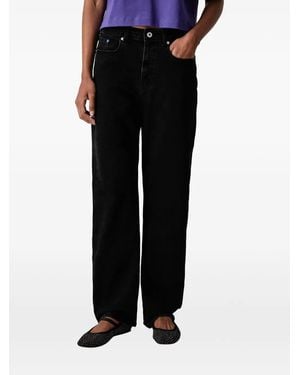 KARL LAGERFELD Logo-Patch Straight-Leg Jeans - Black