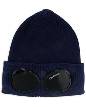 C.P. Company Goggle-Detail Beanie Hat - Blue