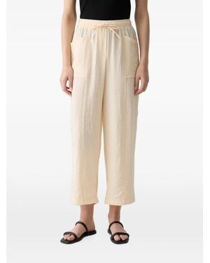 Benetton Pantalon Droit À Lien De Resserrage Et Coupe Crop - Natural