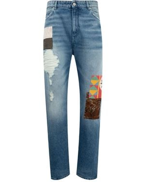Loewe Vaqueros con detalle patchwork - Azul