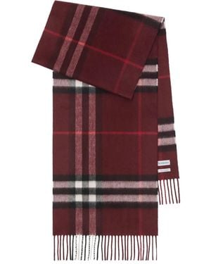 Burberry チェック カシミアスカーフ - レッド