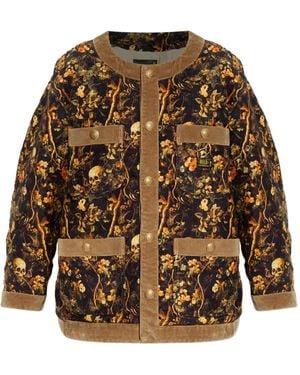 R13 Skull-Print Floral Jacket - Brown