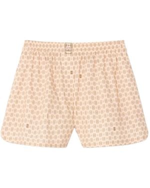 Lacoste Printed Oversized Bermuda Shorts - Natural
