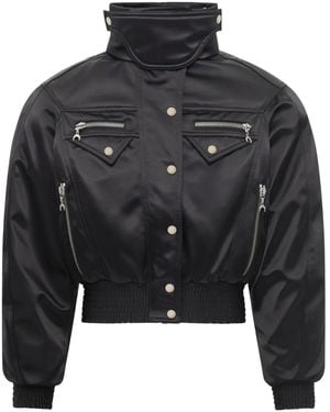 Marine Serre Satin Bomber Jacket - Black