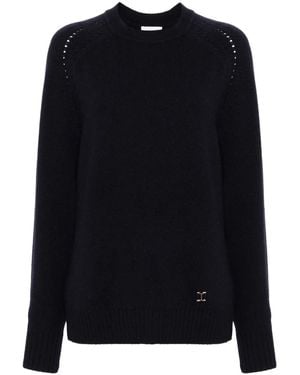 Chloé Marcie-plaque Cashmere Jumper - Women's - Wool/cashmere - Blue