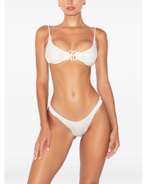 GOD SAVES QUEENS Nymph Hardware-Detail Ruched Bikini Bottom - White