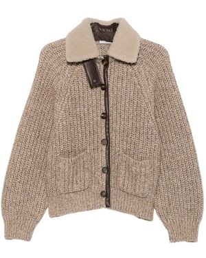 Brunello Cucinelli Cárdigan De Canalé Con Cuello De Piel De Borrego - Multicolor