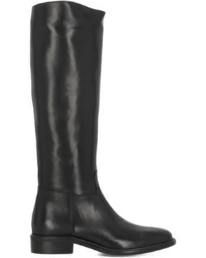 Julie Dee Round-Toe Knee-High Boots - Black