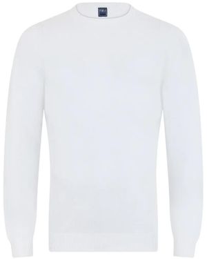 Fedeli Long-Sleeved Cotton Jumper - White