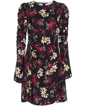Mar De Margaritas Puff-Sleeve Floral Print Dress - Black