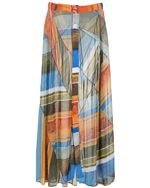Amir Slama Silk Long Skirt - Blue