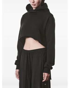 Thom Krom Cropped Cotton Hoodie - Black