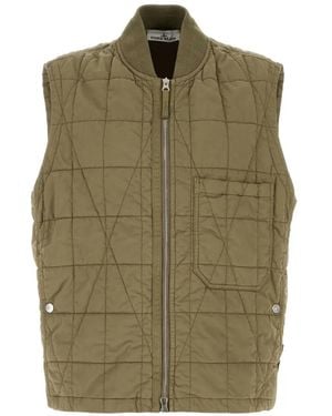 Stone Island Quilted Zip-Up Gilet - Green