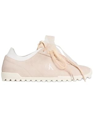 Calvin Klein Ribbon-Lace Suede Trainers - Pink