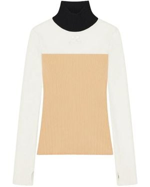 Courreges Logo-Patch Rib-Knit Jumper - White