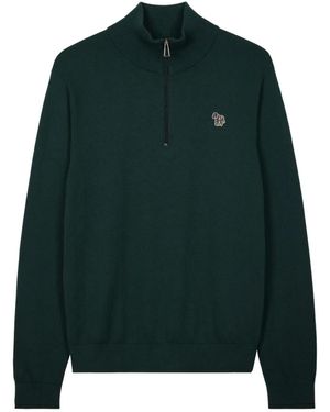 Paul Smith Maglione Con Zip E Motivo Zebra - Verde