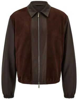 Ferragamo Blousonjacke Aus Hirschleder Und Wildleder - Braun