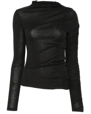 Pinko Ruched Long-Sleeve Top - Black