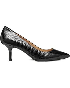 Geox Kleopy Pointed Snakeskin Court Shoes - Black