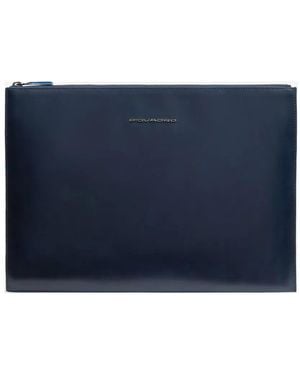 Piquadro Ipadpro 13" Leather Clutch Bag - Blue