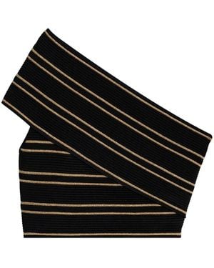 Balmain Striped Cropped Top - Black