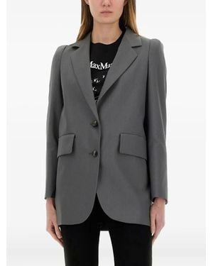 Max Mara Padded-Shoulder Blazer - Gray