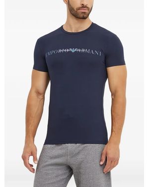 Emporio Armani Logo-Print T-Shirt - Blue