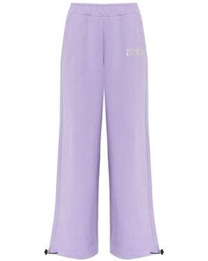 Versace Jeans Couture Pantalon De Jogging Brodé À Lien De Resserrage - Purple