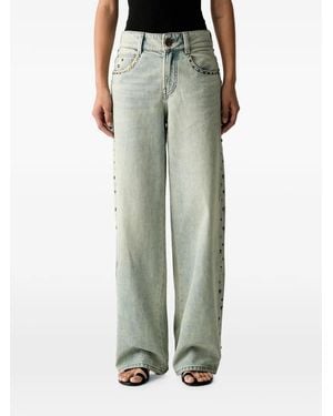 Miss Sixty Stud-Embellished Wide-Leg Jeans - Green
