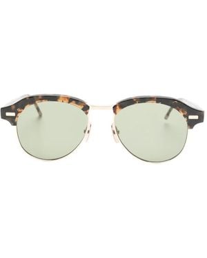 Thom Browne Tortoiseshell-Effect Browline-Frame Sunglasses - Metallic