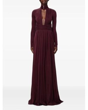 Elisabetta Franchi Cut-Out Ruched-Waist Maxi Dress - Purple