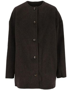 Loulou de Saison Oval-Shaped Short Coat - Black