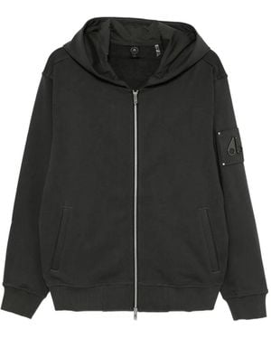 Moose Knuckles Hoodie En Coton À Plaque Logo - Noir