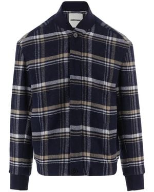DARKPARK Check-Pattern Bomber Jacket - Blue